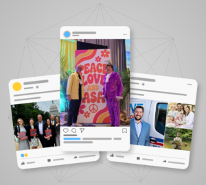 Decorative images showing examples of social media successful posts.